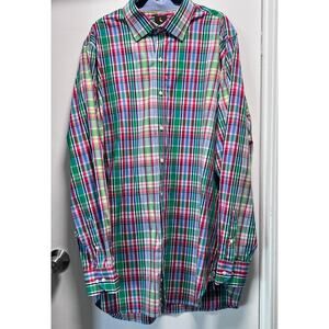 NWT TailorByrd Men’s 3XLT Shirt Multicolor Plaid Long Sleeve Button Big & Tall